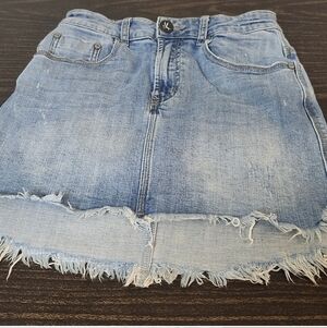 One teaspoon denim jean mini skirt, roll hem light distressing small